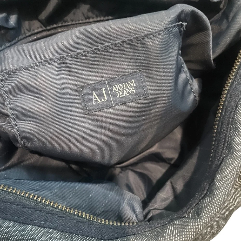 Armani Exchange Distressed leather-trimmed Denim Tote Bag‎
